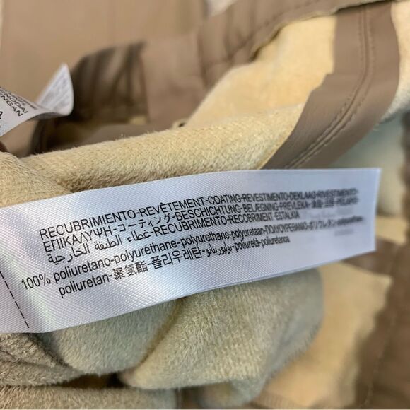 Zara Taupe brown vegan faux leather leggings zipper slit hem Sz L - Picture 10 of 15